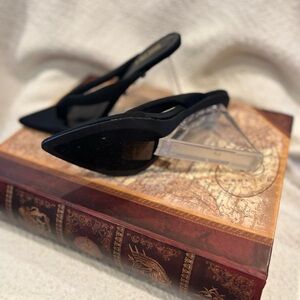 Miss Lola Black Wedge Heels